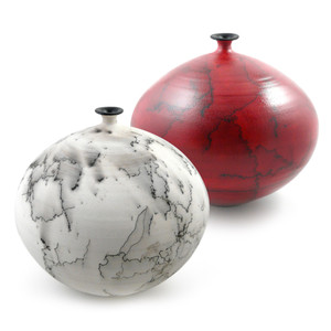 Elliptical Horsehair Pottery Vases